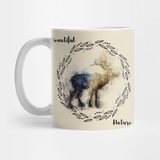 Beautiful Nature Deer Watercolor Design by Underthespell